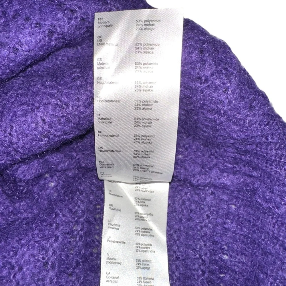 Maje Mousse Mohair Alpaca Blend Purple Dolman Sleeve Ribbed Sweater 1 US SMALL